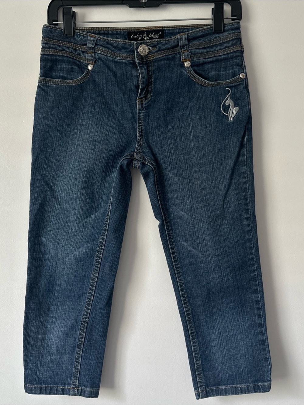 Baby Phat Girls Jean Capri Size 16 Measures 28”W X 19”L Embroidered Y2K